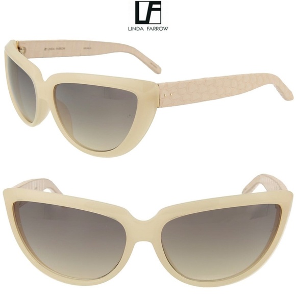 LINDA FARROW LFL305 C8 SHELL ASH SNAKE GRADIENT GREY CAT EYE SUNGLASSES. 63 mm